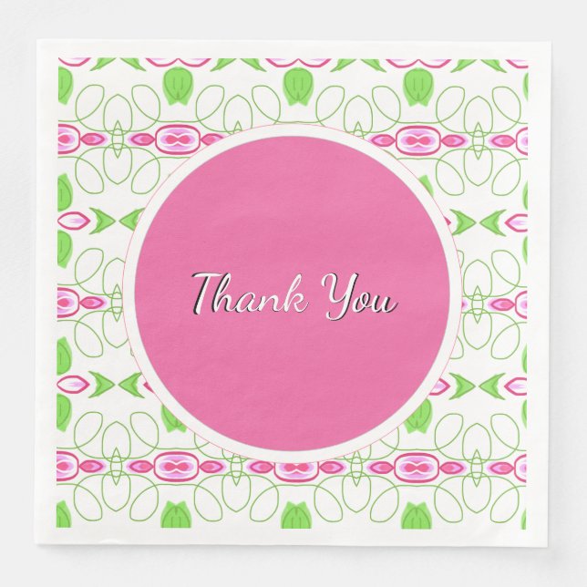 Servilleta De Papel De Cena Boda Rosa Y Blanco (Anverso)