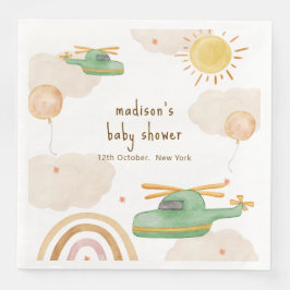 Servilleta De Papel De Cena Boho Adventure Helicopter Airplane Baby Shower