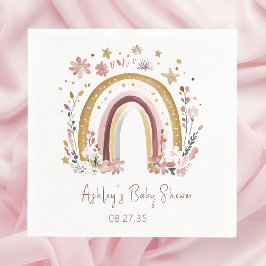 Servilleta De Papel De Cena Boho Floral Rainbow Baby Shower