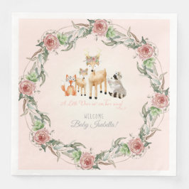 Servilleta De Papel De Cena Boho Floral Wreath Woodland Animals Baby Shower