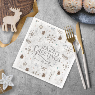 Servilleta De Papel De Cena Boho Twigs & Pinecone Navidades ID986