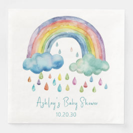 Servilleta De Papel De Cena Boho Watercolor Rainbow Baby Shower