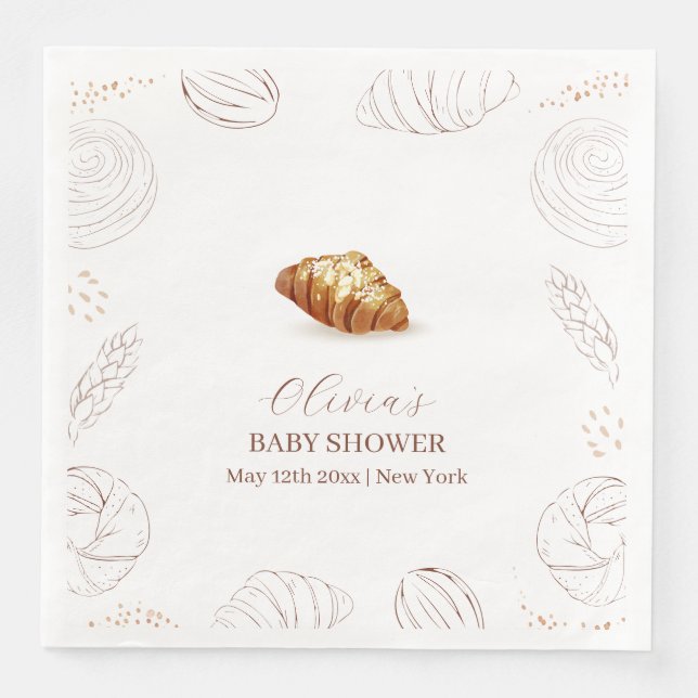 Servilleta De Papel De Cena Bollo De Pastelería De Panadería En El Baby Shower (Anverso)