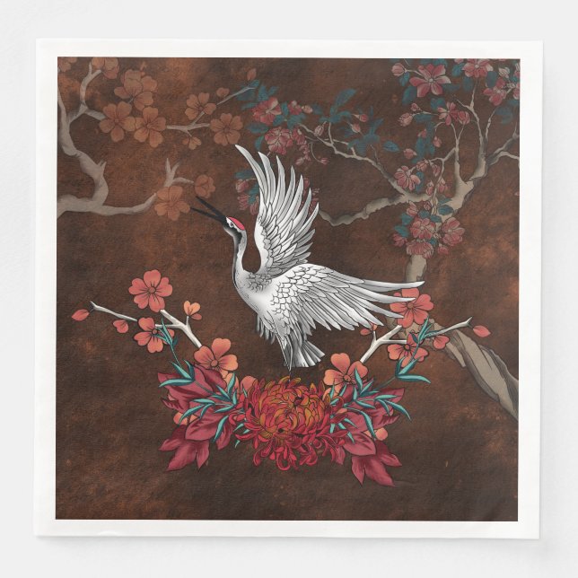 Servilleta De Papel De Cena Bonita grúa (Anverso)