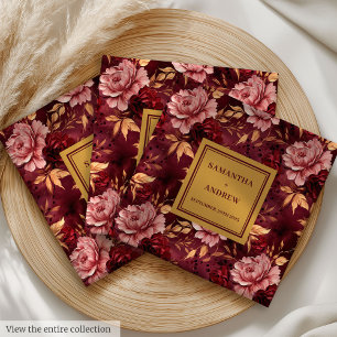 Servilleta De Papel De Cena Bonito Burgundy Rubor Gold Boda Cena