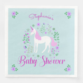Servilleta De Papel De Cena Bonito Unicorn Pink Aqua Baby Shower personalizado