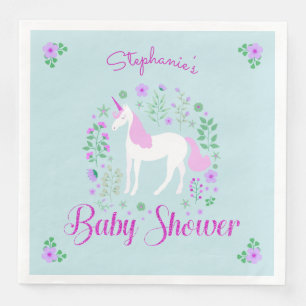 Servilleta De Papel De Cena Bonito Unicorn Pink Aqua Baby Shower personalizado