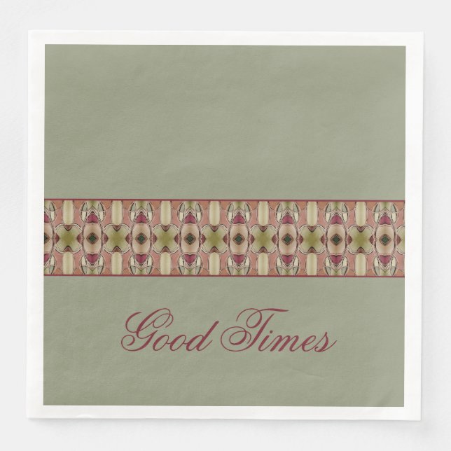 Servilleta De Papel De Cena Borgoña verde y beige (Anverso)