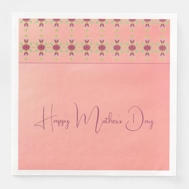 Servilleta De Papel De Cena Borgoña Y Rosa (Anverso)