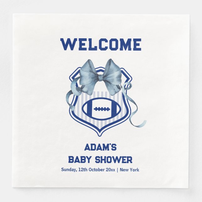 Servilleta De Papel De Cena Bow Rookie Football Sport Boy Baby Shower Welcome (Anverso)