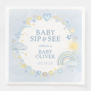 Servilleta De Papel De Cena Boy Watercolor Arcoiris Sip Y See