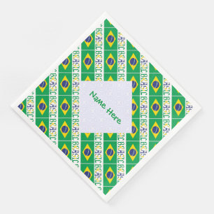 Servilleta De Papel De Cena Brasil Bandera Brasil Azulejo Nombre Personalizado