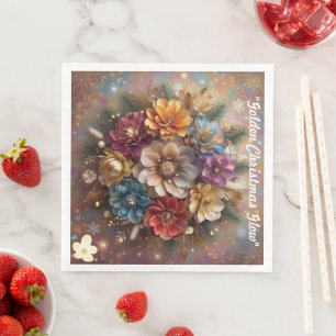 Servilleta De Papel De Cena "Brillo Fiesta de Poinsettia"