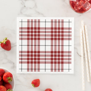 Servilleta De Papel De Cena Buchanan tartán rojo blanco a cuadros