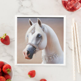 Servilleta De Papel De Cena Caballo Arábigo Blanco