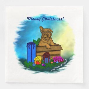 Servilleta De Papel De Cena Cachorro en una caja , Feliz Navidad