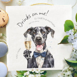 Servilleta De Papel De Cena Cachorro majestuoso Gran Danés Aquarela Personaliz