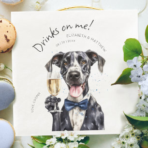 Servilleta De Papel De Cena Cachorro majestuoso Gran Danés Aquarela Personaliz