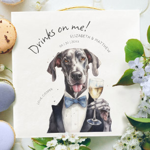 Servilleta De Papel De Cena Cachorro majestuoso Gran Danés Aquarela Personaliz