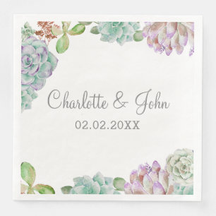 Servilleta De Papel De Cena Cactus del Desierto Suculentas Napkins Boda