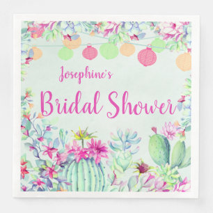 Servilleta De Papel De Cena Cactus Lantern Fiesta Suculents Bridal Shower