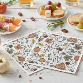 Servilleta De Papel De Cena Cae la cosecha del cráneo de vaca de Acción de Gra