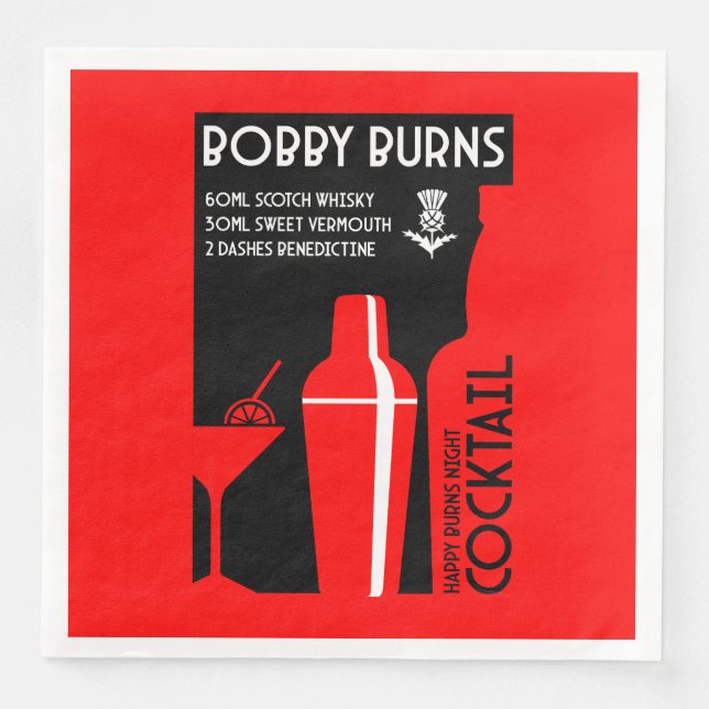 Servilleta De Papel De Cena Café Bobby Burns Whiskey (Anverso)