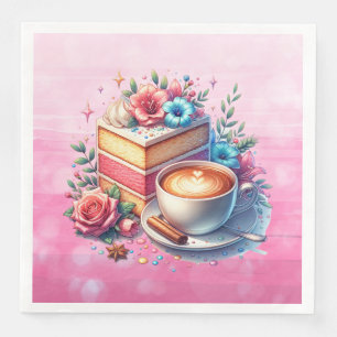 Servilleta De Papel De Cena Café y pastel de cumpleaños personalizado