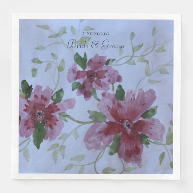 Servilleta De Papel De Cena Calabazas De Papel De Boda En Borgoña (Anverso)