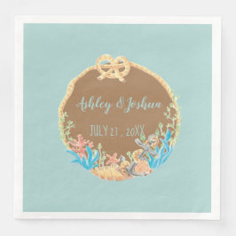 Servilleta De Papel De Cena Calabazas de papel de casamiento de la playa retro