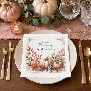 Servilleta De Papel De Cena Calabazas Elegantes Personalizadas, Feliz Día de A