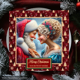 Servilleta De Papel De Cena Calabazas Red Gold Green Holiday Mr & Mrs Claus