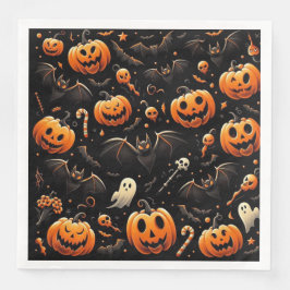 Servilleta De Papel De Cena Calabazas y murciélagos
