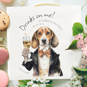 Servilleta De Papel De Cena Camarero Beagle Adorable Acuarela Personalizable