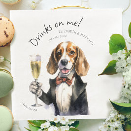 Servilleta De Papel De Cena Camarero Beagle Adorable Acuarela Personalizable
