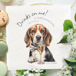 Servilleta De Papel De Cena Camarero Beagle Adorable Acuarela Personalizable
