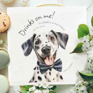 Servilleta De Papel De Cena Camarero Dálmata Juguetón Acuarela Personalizable