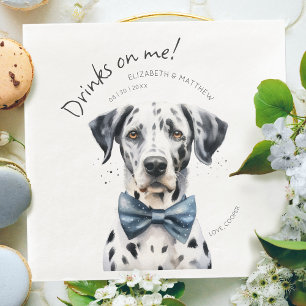 Servilleta De Papel De Cena Camarero Dálmata Juguetón Acuarela Personalizable