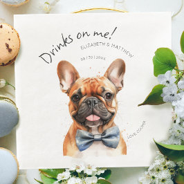 Servilleta De Papel De Cena Camarero de Bulldog Francés Encantador Acuarela