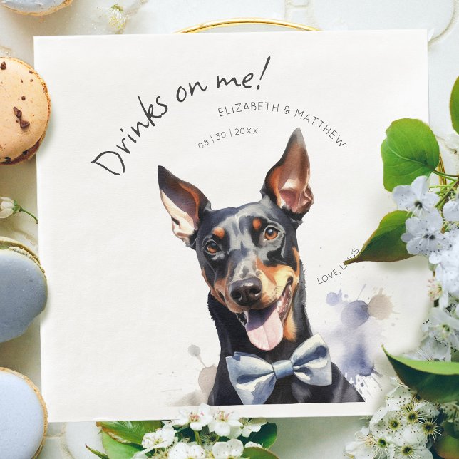 Servilleta De Papel De Cena Camarero Doberman Elegante A acuarela Personalizab (Subido por el creador)