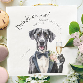 Servilleta De Papel De Cena Camarero majestuoso Gran Danés Acuarela Personaliz