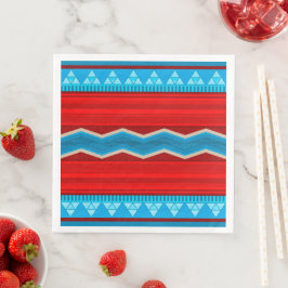 Servilleta De Papel De Cena Cañón del río suroeste Geométrico Rojo Turquesa