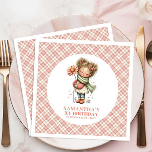 Servilleta De Papel De Cena Capricho Flores de Hada Rosadas Lindas Cumpleaños