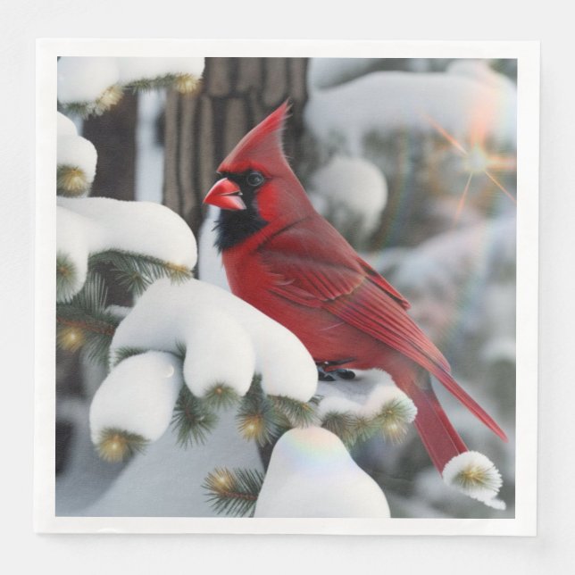 Servilleta De Papel De Cena Cardenal de Navidad (Anverso)