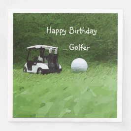 Servilleta De Papel De Cena Carro de golf y pelota de golf en la servilleta ve