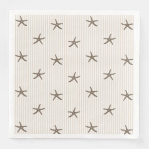 Servilleta De Papel De Cena Casa de Playa Costera Estrella de Mar Raya Beige A