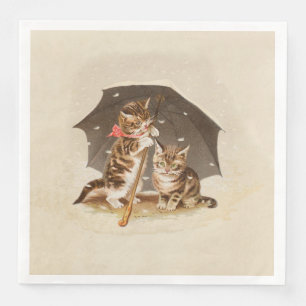Servilleta De Papel De Cena Cat Kitten kitty bonito vintage antiguo lindo