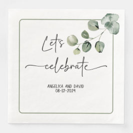 Servilleta De Papel De Cena Celebremos el nombre de la fecha eucalipto moderna