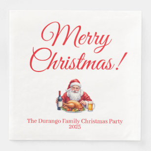 Servilleta De Papel De Cena Cena de Navidad personalizable del alegre Santa Cl