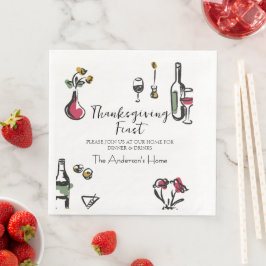 Servilleta De Papel De Cena Cena Elegante de Acción de Gracias Rústica